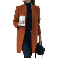 wool coat women casual solid color long sleeve stand collar slim long jacket plus size 5xl autumn winter new fashion long coat