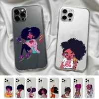 fashion black girls phone case for iphone x xs max 6 6s 7 7plus 8 8plus 5 5s se 2020 xr 11 12pro max clear coque