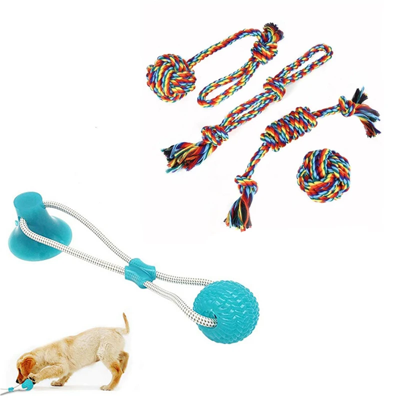 

Interactive Pet Dog Toy Suction Cup Push Ball Dog Tooth Cleaning Chewing Pet Molar Bite Toy Ropes