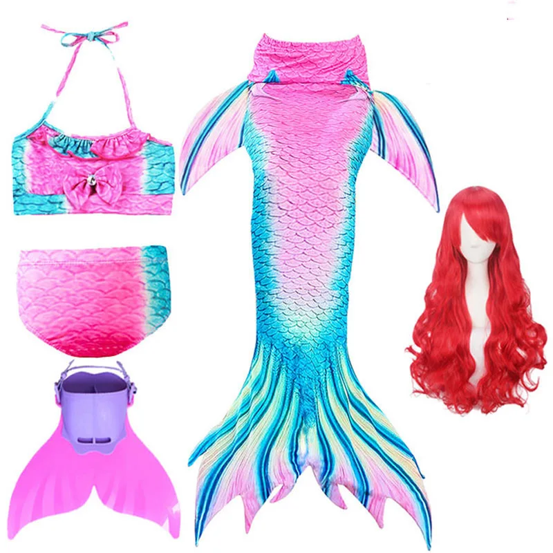 

Mermaid Tails Swimsuit Kids Mermaid Tails For Swimming Monofin Swimsuit Bathing Suit Tail Mermaid Wig Girl swimsuit Cosplay Wigs