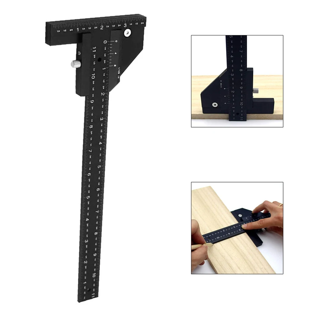 

T Type Woodworking Multifunction Ruler Scriber High-precision Measuring Carpentry Marking Gauge Carpenter Ruler DIY Tools