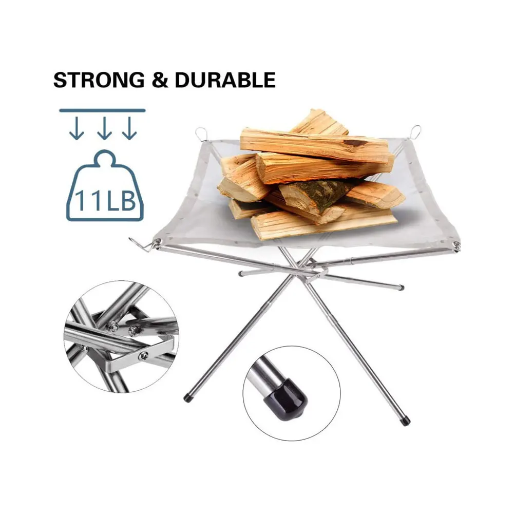 

Portable Outdoor Fire Pit Bonfire Camping Wood Collapsing Steel Mesh Fire Pit Outdoor Heating Stand For Camping Backyard Garden