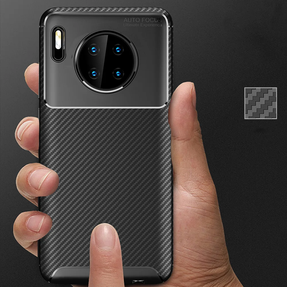 Чехол для Huawei Mate 30 Pro Роскошный чехол из углеродного волокна полная защита