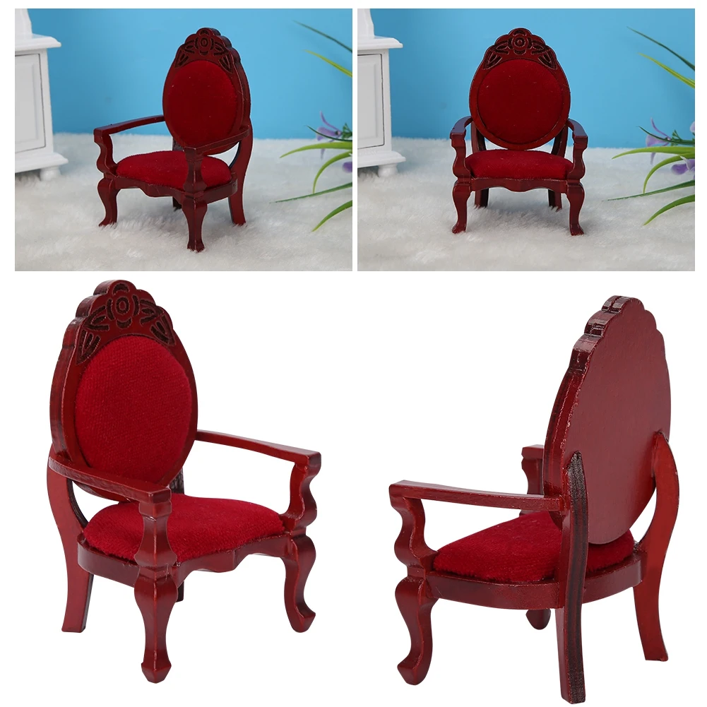 

New 1:12 Dollhouse Miniature Vintage Wooden Carved Dining Chair Concise Style Chair Furniture Doll House Decoration игѬђки Toys