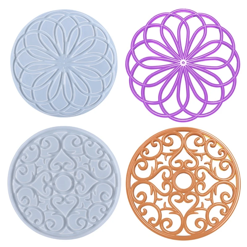 

L5YA Mandala Placemat Epoxy Resin Mold Coaster Cup Mat Casting Silicone Mould DIY Crafts Home Decorations Making Tools