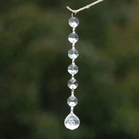 hanging crystal lamp prism parts pendant with octagon beads chandelier decor lighting parts accessories