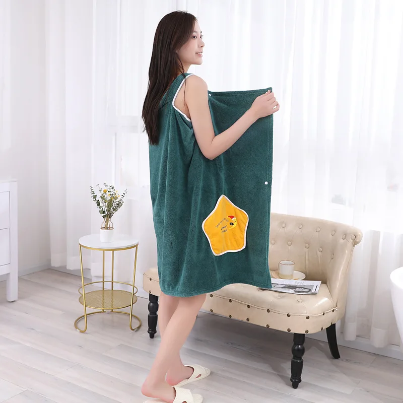 

Large Size Winter Thickening Bathrobe Coral Fleece Can Be Worn As A Bath Skirt Superfine Fibre Soft Absorbent Adult Bath Towel