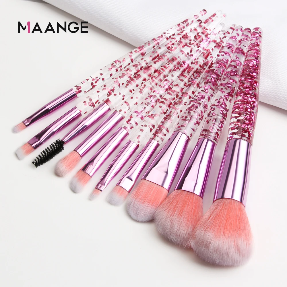 Набор блестящих красивых кистей для макияжа MAANGE 10 шт. основы пудры теней
