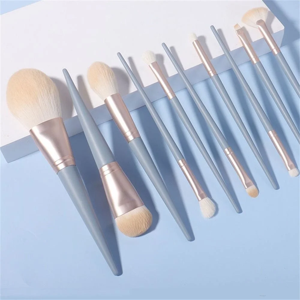 

10 Pcs Makeup Brush Artificial Beauty Tool For Beginer Synthetic Hair Brushes Wooden Handle Soft Brush Set Face&Eye Cosmetic Pen
