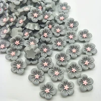 100pcs 14mm gray resin flowers decoration crafts flatback cabochon for scrapbooking diy accessories