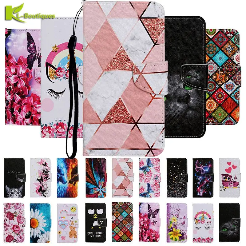 

Leather Flip Case For Huawei Honor 9A 20 10i 9X lite 10 lite P smart 2019 Phone Cover Wallet Painted Book Fundas Cover Cases