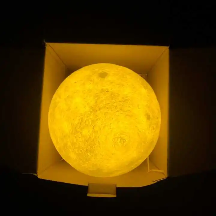 Rambery Moon Lamp 3D Printing Night Light Rechargeable 3 Color Faucet Lights 16 Color Changing Remote Control Lamp LED Moon Sun