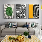 Современная красочная зеленая желтая абстрактная линия, Геометрическая Картина на холсте, Настенная картина, плакат, печать для гостиной, домашний декор
