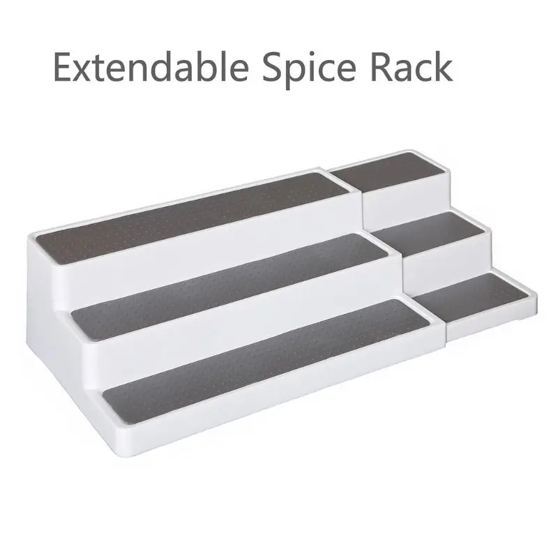 

3 Tier Spice Rack Expandable Step Shelf Cabinet Waterproof Kitchen Organizer Shelf