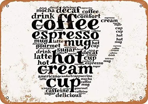 

Coffee Mug Coffee Words,Plaque Poster Printing Home Wine Bar Man Cave Beach Hotel Pub Decor Tin Sign