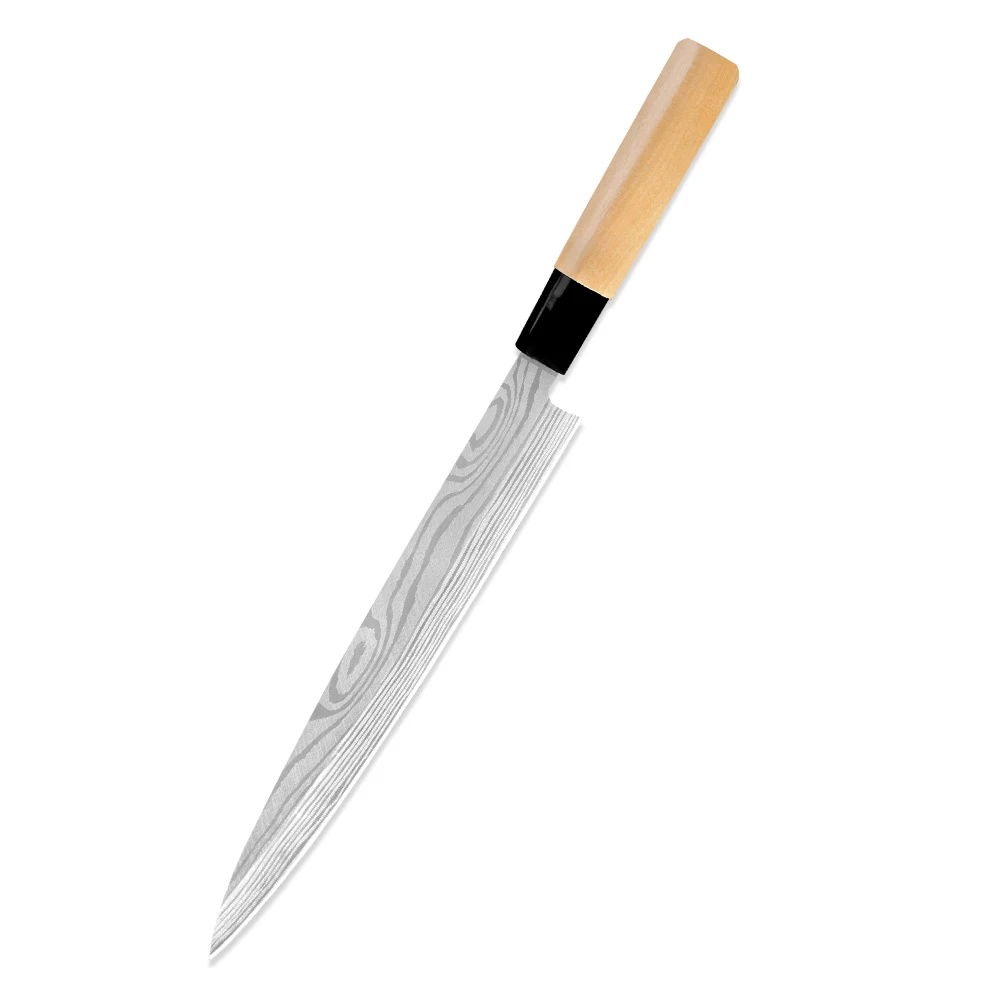 9 sashimi knife XYj 4 шт. кухонный нож из нержавеющей стали 9 ''Sashimi 6,5'' шеф-повара сантоку разделочный нож дамасский узор лезвие нож с деревянной ручкой - Цвет: 9 sashimi knife