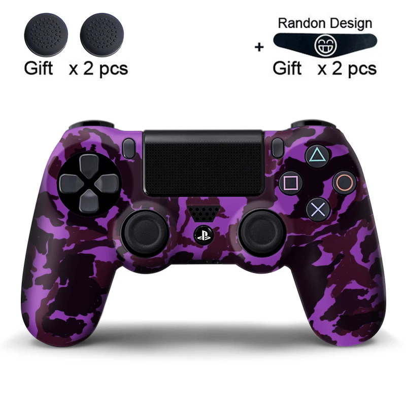 purple camo Данные Лягушка Мягкий гибкий чехол силиконовый чехол Защита кожи для Playstation 4 PS4 Pro тонкий геймпад светодиодный светильник бар наклейка 2 ручки - Цвет: purple camo