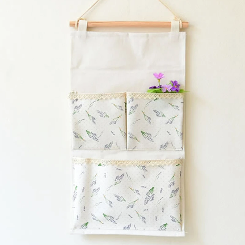 

Cotton Linen Wall Door Hanging Storage Bag Wardrobe Closet Organizer Sundries Storage Pocket Pouch Home Decoration
