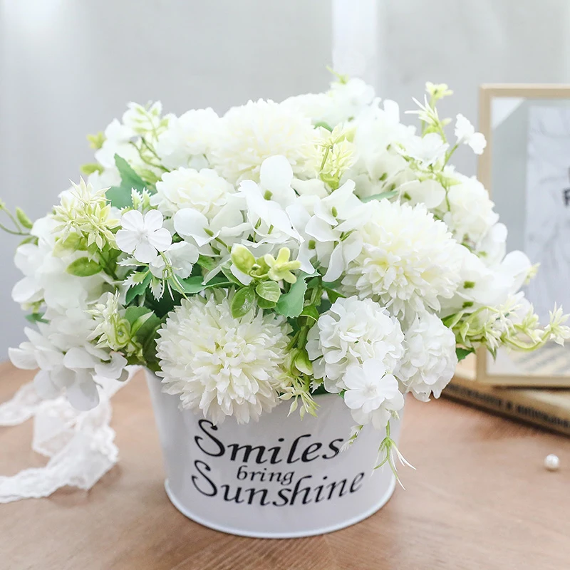 

High-end hug bucket simulation flower rose hydrangea fake flower window decoration Valentine's Day Mother's Day gift