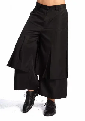 

Korean New version of dark tide men wide-legged pants loose fashion fake two harem pants straight-leg men nine-point pants