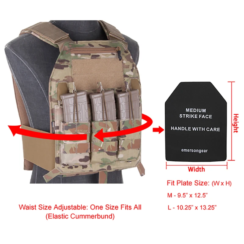 

Tactical LBX-4019 Armatus Combat Slick Vest Emerson Body Armor Lightweight Adjustable MOLLE Airsoft Armour Plate Carrier MCBK