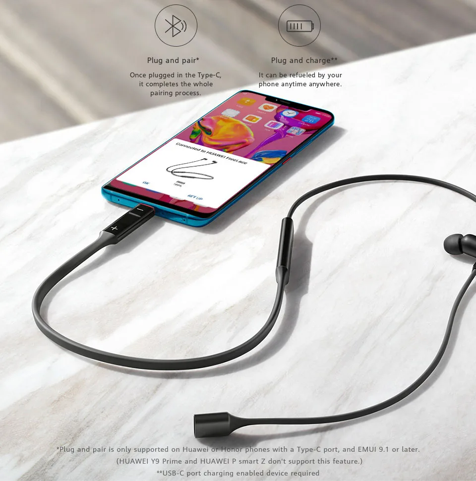 huawei FreeLace спортивные наушники водонепроницаемые наушники-вкладыши Bluetooth беспроводные для наушников, карты памяти кабель металлическая полость жидкости Сили