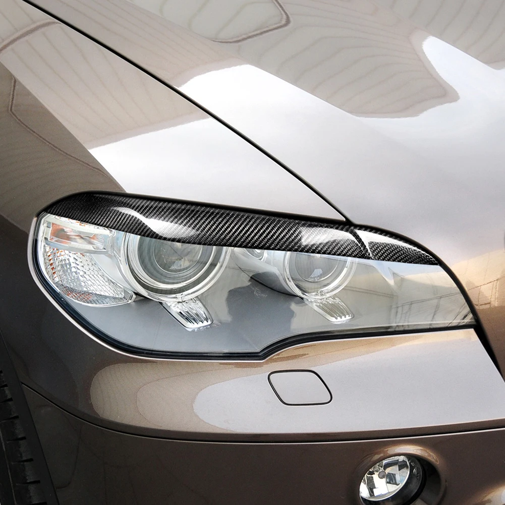 

VODOOL Compression Molded Carbon Fiber Headlight Eyelids Trim Cover Headlight Eyelid Eyebrow Compatible for BMW E70 X5 2010-2012