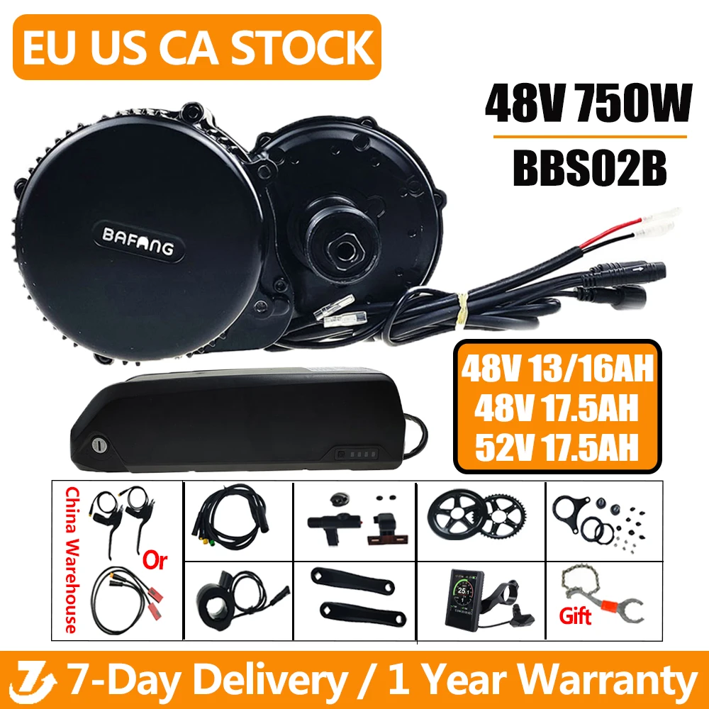 

Bafang Mid Drive Motor BBS02B 48В 750 Вт набор для преобразования электровелосипеда с батареей 48В/52в 13ач/16ач/17.5ач литий-ионная батарея для электровелосипед...