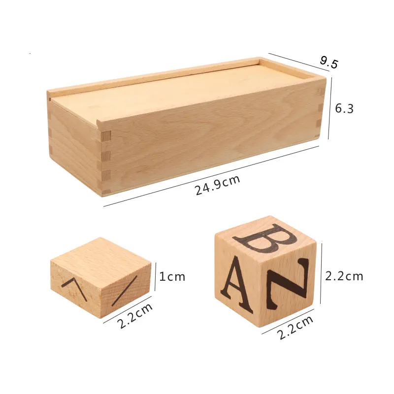 

Montessori preschool children's language mobile card cube Montessori wooden teaching toys and educational learning toys