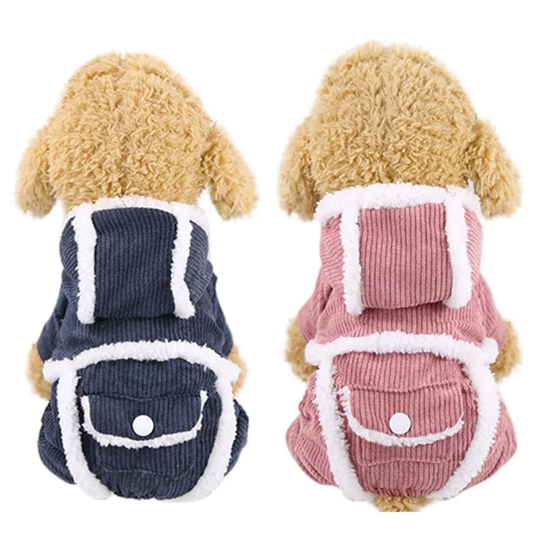 

Pet Grooming Warm Accessories Winter Costume Corduroy Thickening Cotton-padded Breathable Healthy 4-legged Clothes 2019