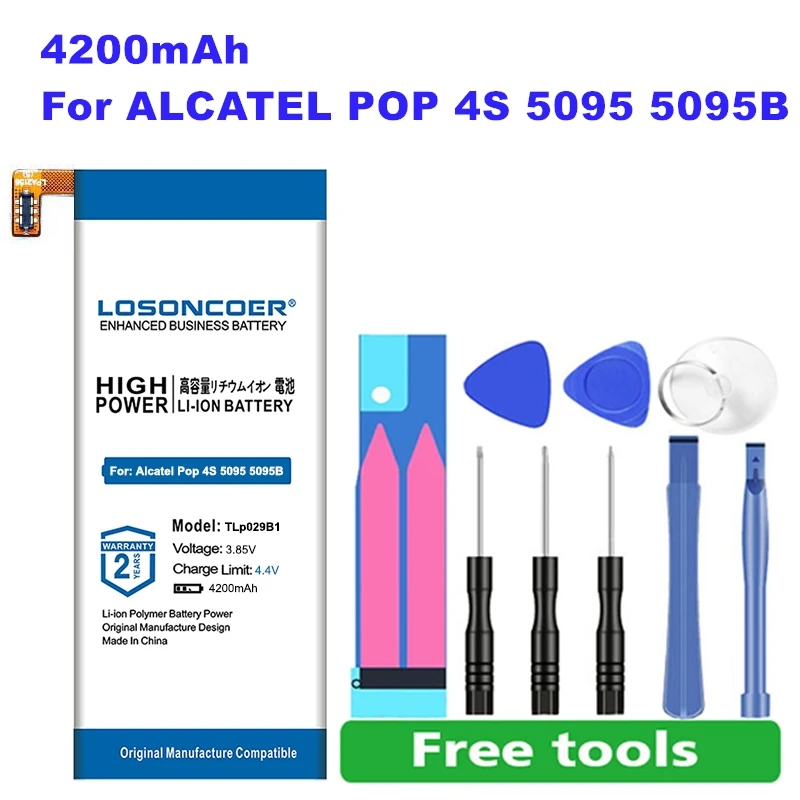 

TLP029B2 TLp029B1 4200mAh Replacement Phone Battery for Alcatel Pop 4S 5095 5095B 5095I 5095K 5095L 5095Y For TCL 550 Batteries