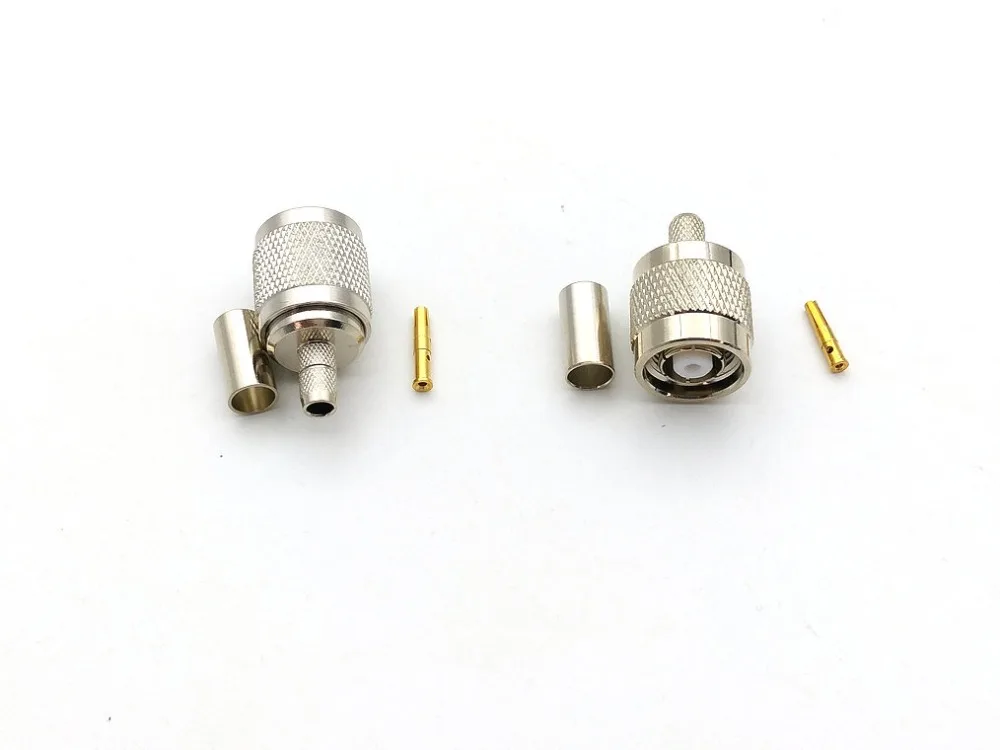 50 шт. латунь 50ohm RP TNC Мужской обжимной для RG58 LMR195 RF коаксиальный разъем