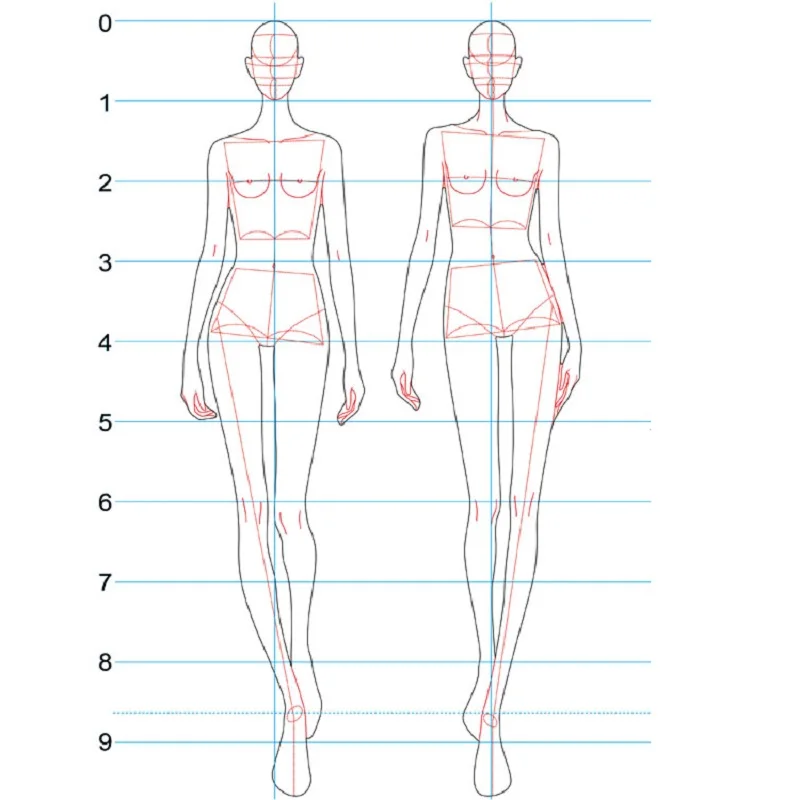 _ Тканевый дизайн линия для рисования одежды образец линейка человеческий