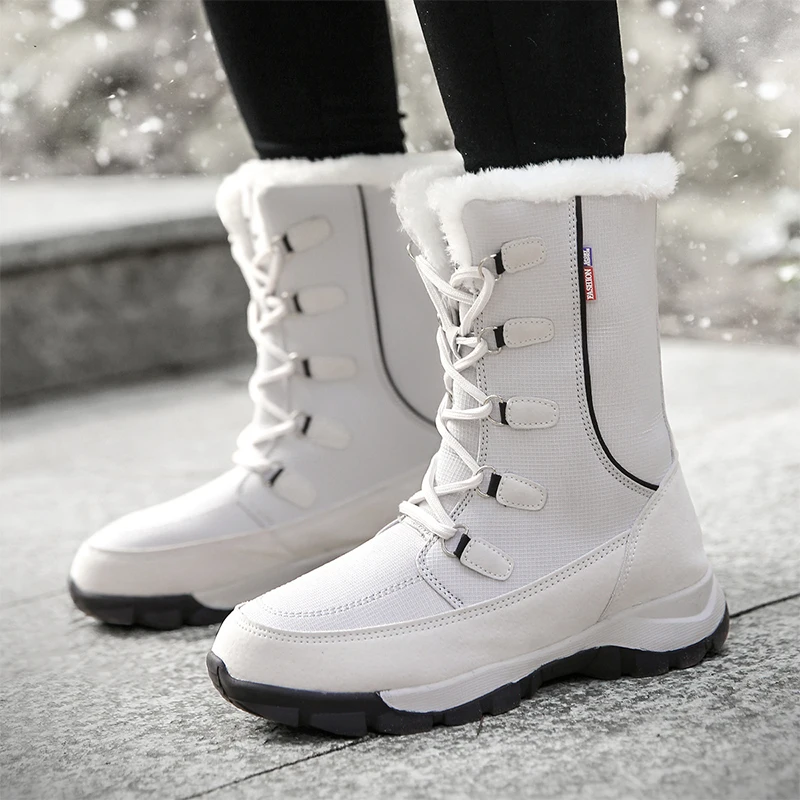 

Winter Women Boots Warm Lage Size High Top Platform Anti-slip Outdoor Water-proof Casual Female Warm Cotton Shoes