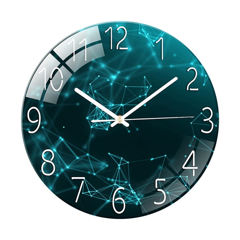 

Hot YO-Glass Wall Clock Modern Design Landscape Light Luxury Colorful Art Decorative Wall Clock Living Room Bedroom Home Decor