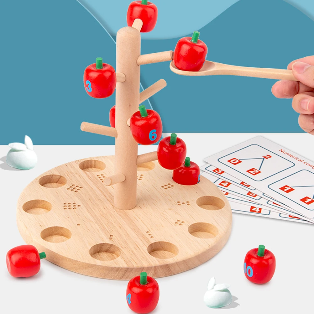 

Kids Wooden Apple Picking Game Children Cognitive Digital Learning Math Teaching Aids Educational Toys