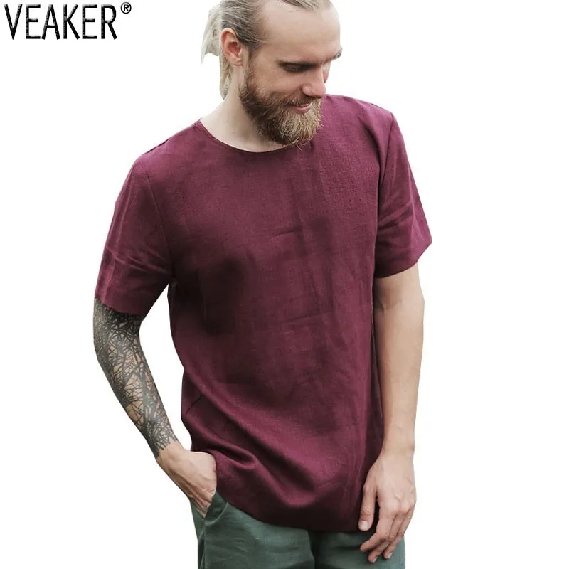 Новинка 2019 мужские льняные футболки Cato в китайском стиле с короткими рукавами