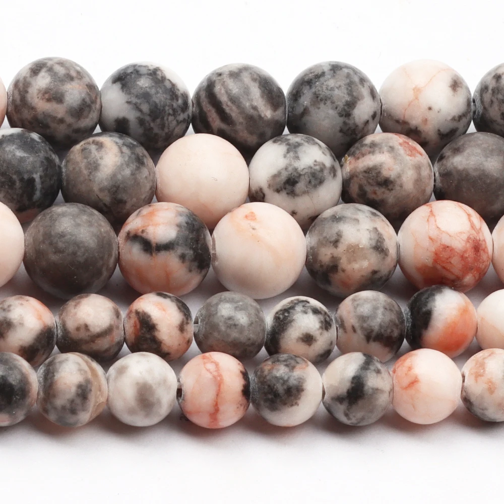 

Natural Stone Beads Round Loose Smooth Beads For Jewelry Making DIY Bracelet Natural Pink Zebra Jasper Stone Beads