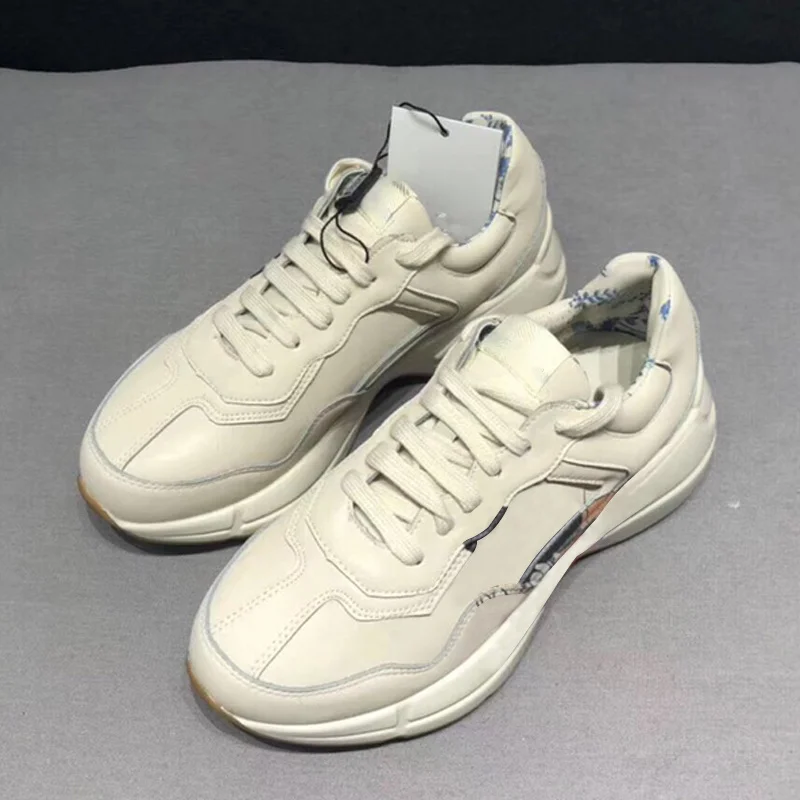 

Women's Luxury Sneakers Fashion Leather Chunky Heel Lace-up Sports Ladies Shoes High Quality Brand Vulcanized Shoes Footwear