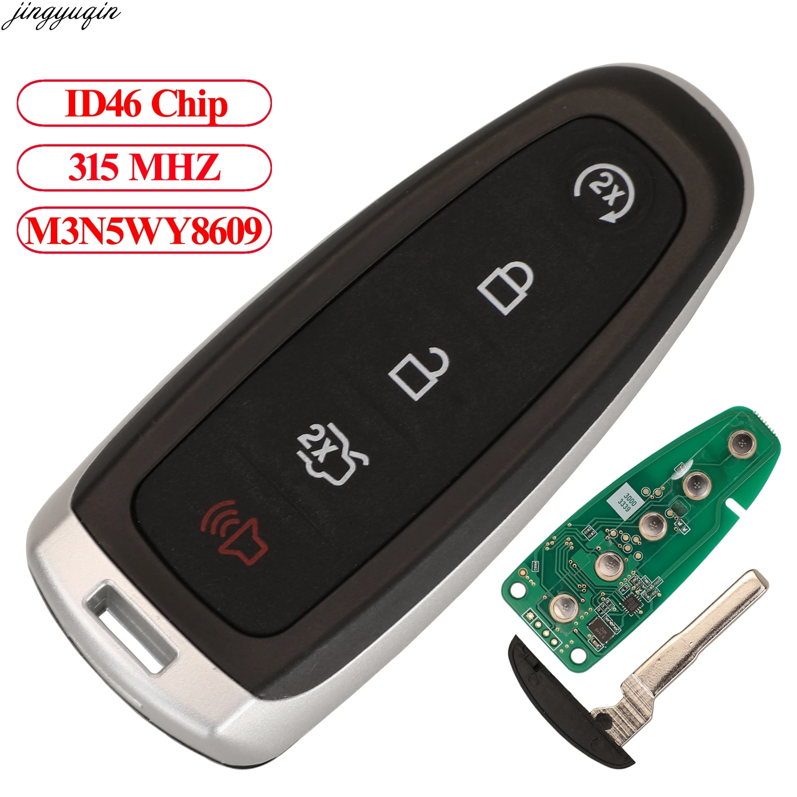 

Jingyuqin Remote Control Car Key ID46 315MHZ For Ford Edge Escape Explore Expedition Flex Focus Taurus M3N5WY8609 5 Buttons