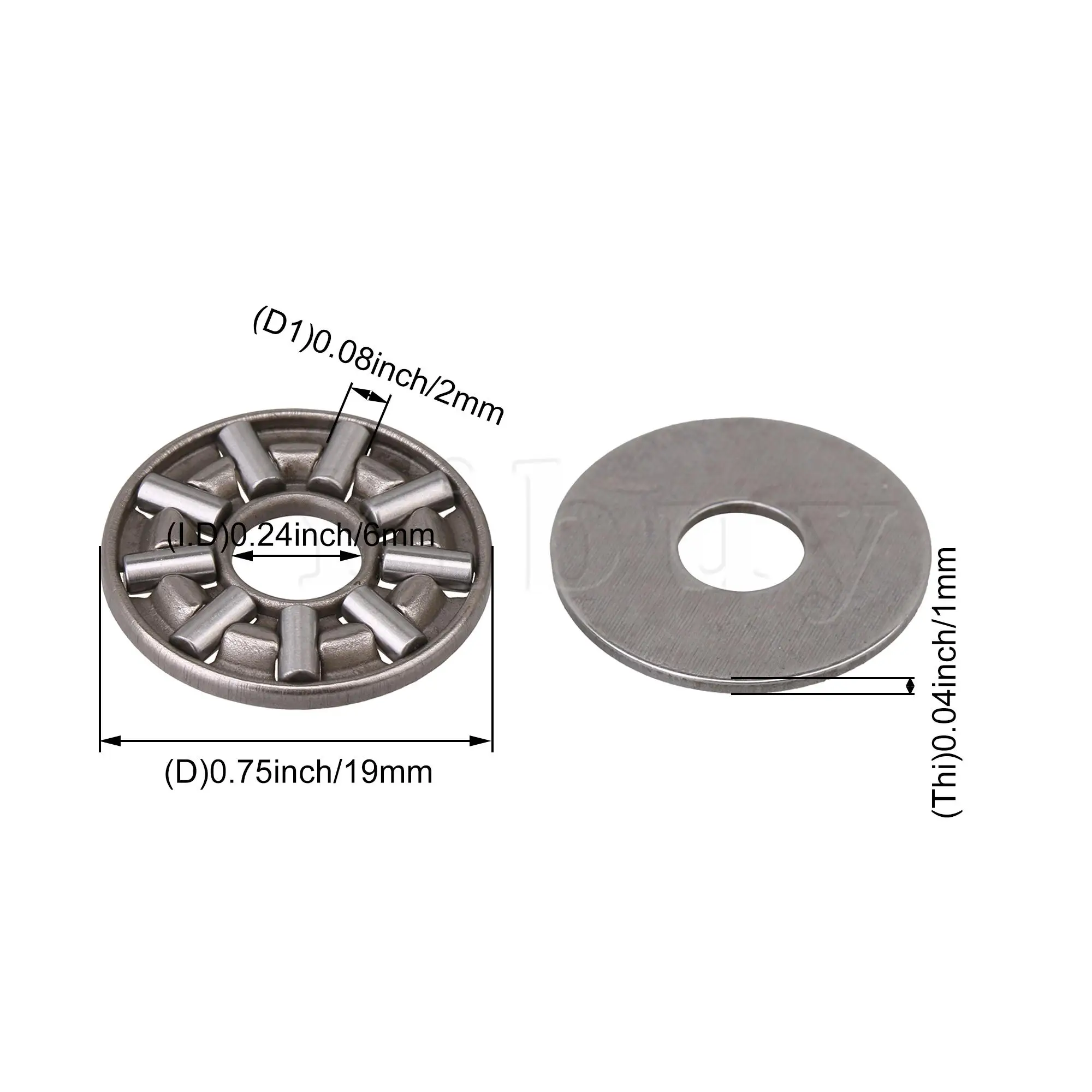 

5x Thrust Roller Bearings with Washers 6mm Inner Dia 19mm OD AXK0619