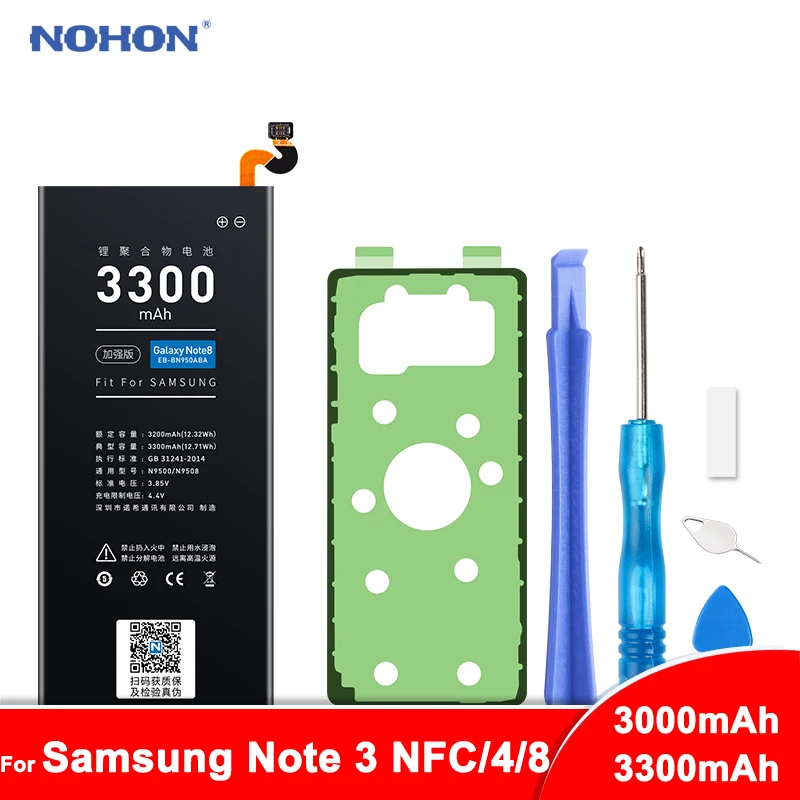 Аккумулятор NOHON для Samsung Galaxy Note 3 4 8 Note3 NFC N9000 Note4 N9100 N910X Note8 N9500|Аккумуляторы
