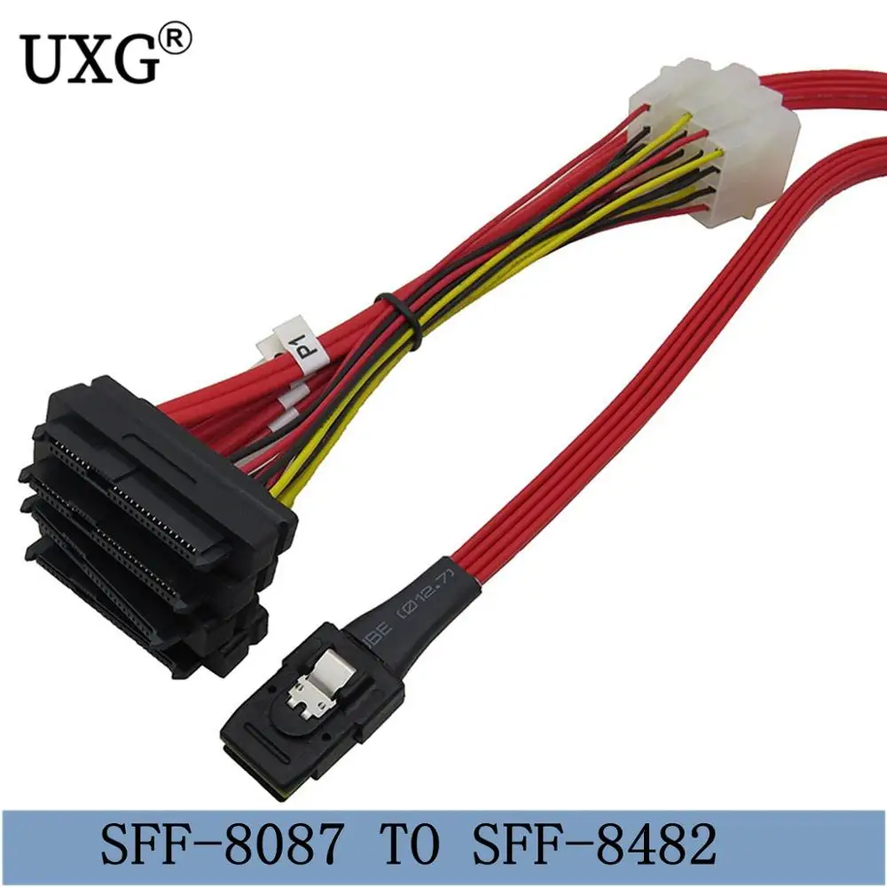 Внутренний Mini SAS 4i SFF 8087 36 Pin к 4x 8482 29Pin Кабель для жесткого диска с питанием от Molex 4