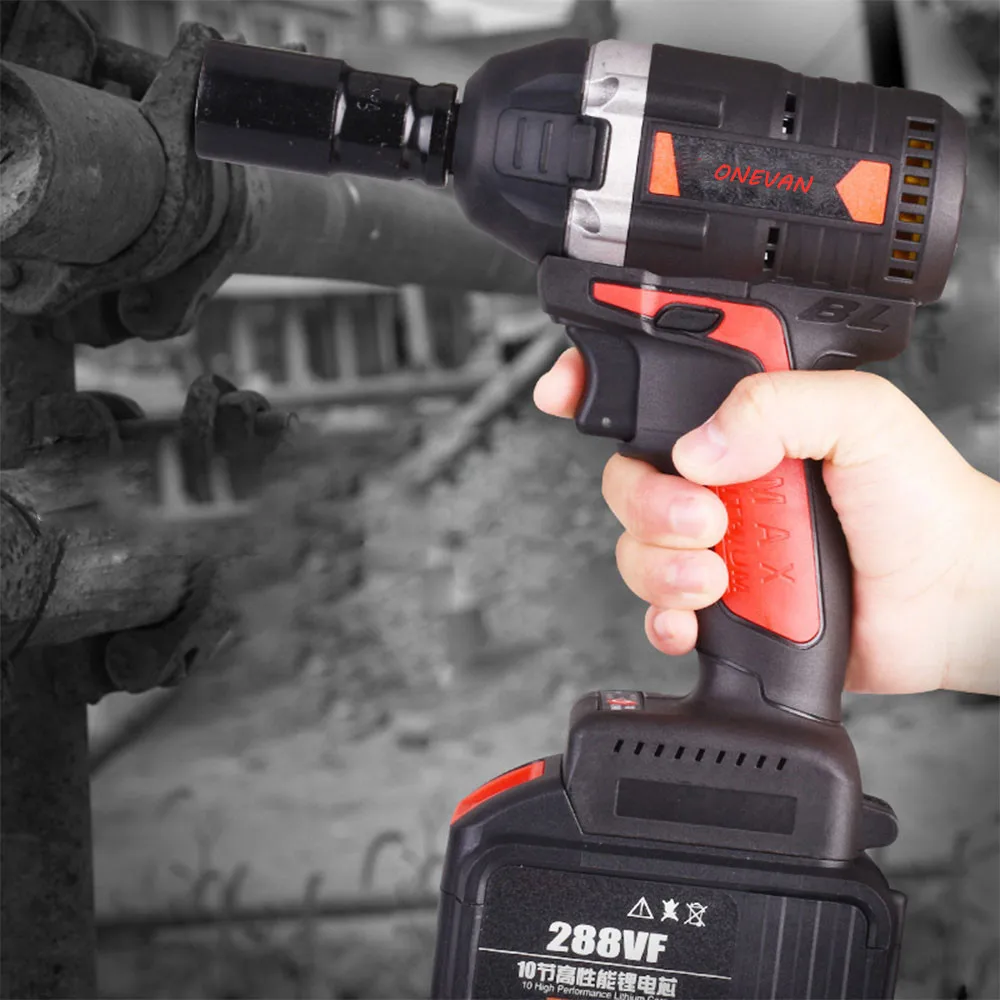 

288VF 600NM Max Brushless Impact Wrench Li-ion Battery Brushless Motor Electric Wrench Power Tool With Charger Sleeve