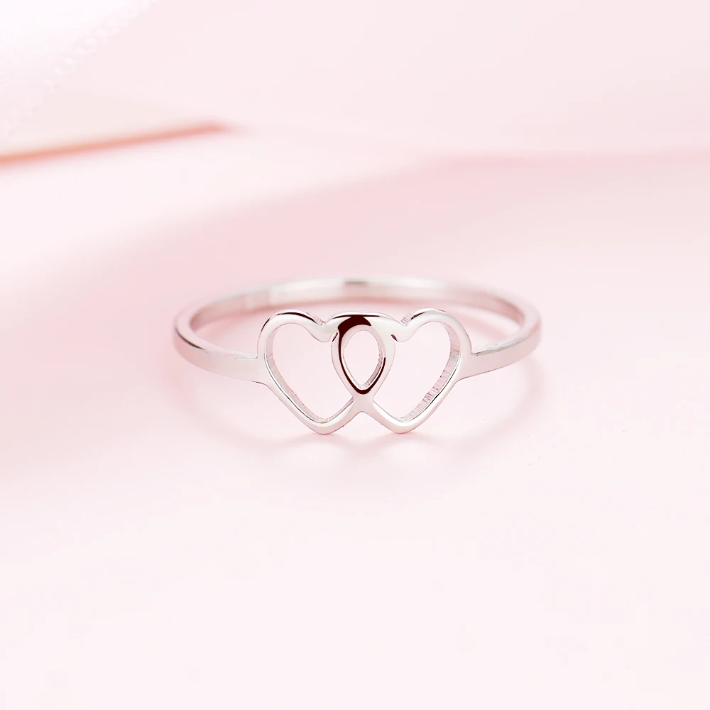 DOTIFI Двойное Сердце Романтика полое кольцо золото серебро 316L нержавеющая сталь