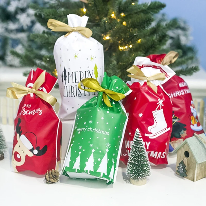 50 предметов в горошек и с рисунком виде сердца Рождественская пластиковая сумка