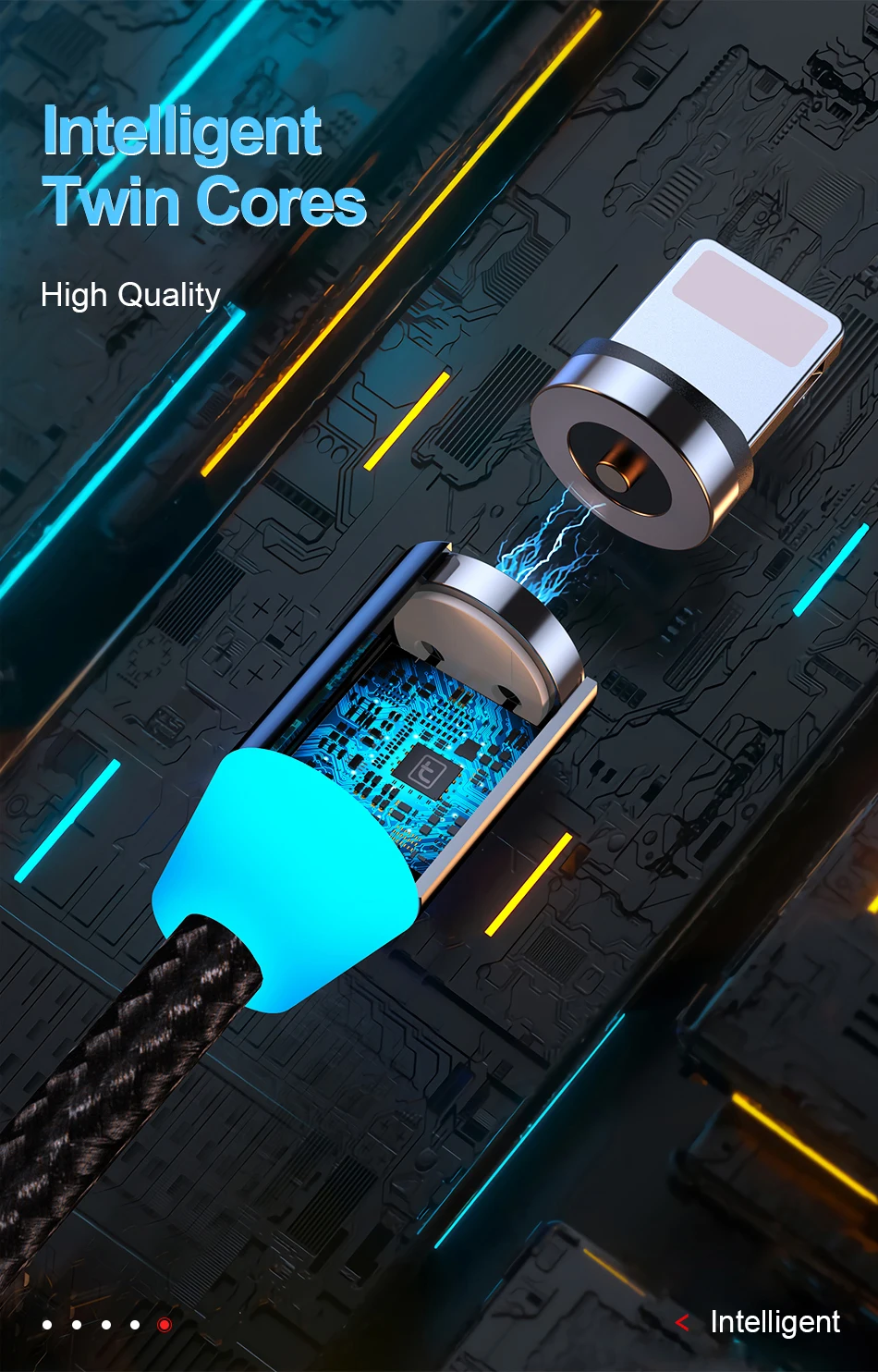 Кабель USB Type C Lightning/USB A быстрой зарядки Marjay 2.4A магнитный 5 цветов|Кабели для