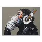 Arthyx поп-арт ручная работа музыка обезьяна масляная живопись на холсте Современная абстрактная фотография для детской комнаты домашнее украшение