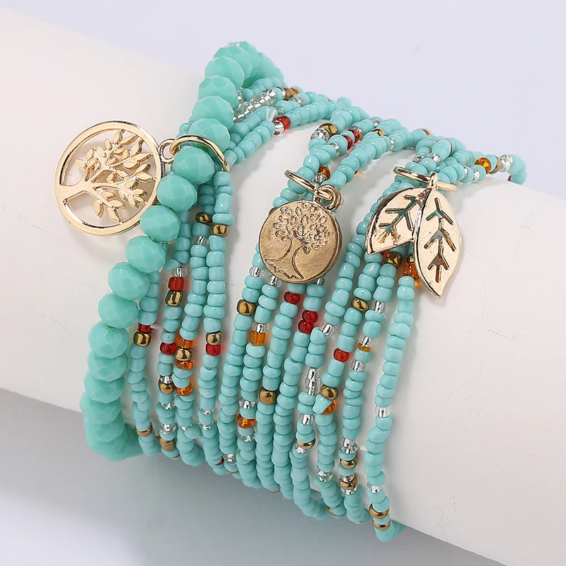Многослойный эластичный браслет HANJING в богемном стиле для женщин 6 цветов изящные