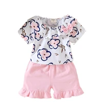 new summer baby clothes suit children girls printed floret shirt shorts 2pcssets toddler casual clothing infant kids tracksuits